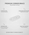 Sturdy L Bracket Corner Brace for Furniture Reinforcement, Heavy Duty Metal Support Plate for Bed Frames and Tables image with features