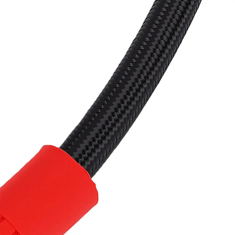 Grab This 16 Cm M6 External Thread Tire Inflator Extension Hose Features Quick Connect Air Chuck Tool Built For Car Motorcycle Bike Tires Perfect For Tight Areas Allowing Easy Inflation Access Without Hassle Helping You Keep Wheels Running Slick Daily. black braided hose with red air chuck, 16 cm M6 extension hose