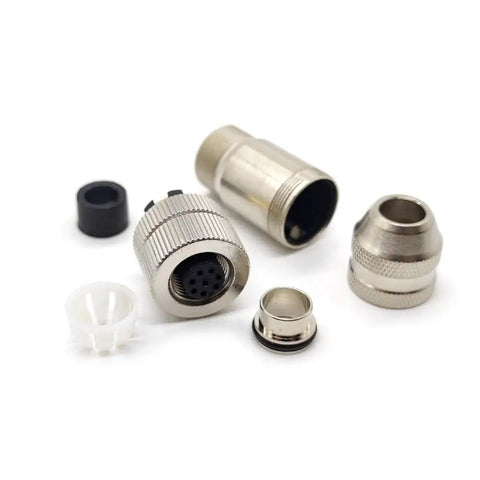 M12 8 Pin Female Connector Pro Grade A Coding Shielded Metal Shell Circular Sensor Field Assembly IP67 straight type adapter parts.