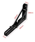 Built Tough Heavy Duty L Shaped Stainless Steel Shelf Brackets Pair Wall Mount Corner Supports For Kitchen Bedroom And Garage Rust Proof Easy Install Storage Rack, black dimensions shown.
