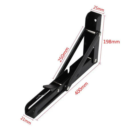Built Tough Heavy Duty L Shaped Stainless Steel Shelf Brackets Pair Wall Mount Corner Supports For Kitchen Bedroom And Garage Rust Proof Easy Install Storage Rack, black dimensions shown.