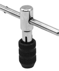 Close-up of T-handle wrench from Metric Tap Set With Adjustable T Handle Tap Wrench 5 Piece M3 M4 M5 M6 M8 Taps For Metal Aluminum Plastic Wood DIY