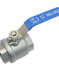 1-1/4 Inch 316 Stainless Steel Full Port Ball Valve with Vinyl Handle, Female Connection, PTFE Seals, WOG 1000 Rating, Side View