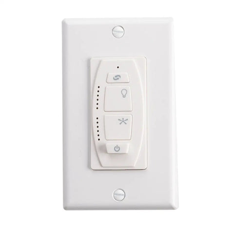 Six Speed Ceiling Fan Wall Control System In White Finish For DC Fans With Reverse And Full Light Control, Six Forward Speeds, 21.75 Inch Length, Dry Location Rated Easy Wall Mount Controller