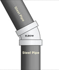 1/2 Inch Cast Iron Threaded 45 Degree Street Elbow With Durable Black Finish Designed For Rock Solid Industrial Piping And Straightforward Gas Line Connections Built Tough, connecting two steel pipes.