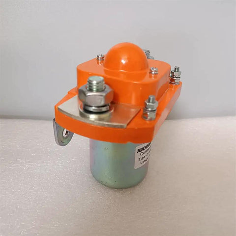 Jw Dawn Zj400D 48V 400A Single Coil NO Solenoid Relay Switch for Electric Forklift, close-up view with orange top.