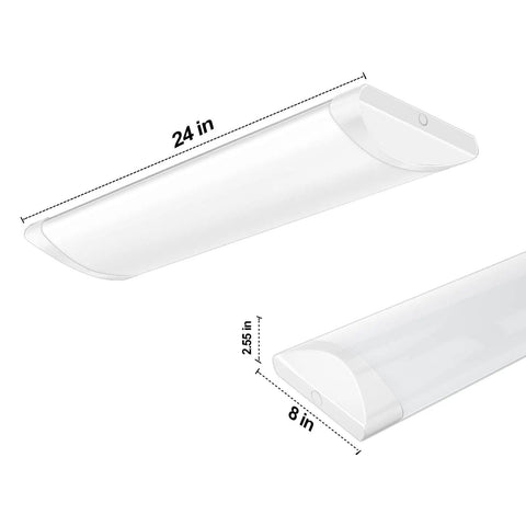 Side view dimensions of Slick Two Foot Wraparound LED Light Fixture With Soft Diffuser Glare Free 2400 Lumens 4000K Bright White Flush Mount.