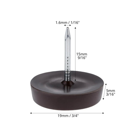 Close-up of Brown Three Quarters Inch Nail On Furniture Glides 25 Pcs Chair Leg Floor Protectors for Wooden Furniture Anti Scratch Pads