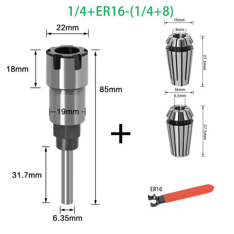Premium 8mm And 1/4 Inch Shank Er Router Bit Extension Rod For Woodworking Milling Cutter Tools, High Carbon Steel Rod and ER16 collets.