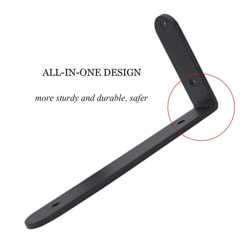 Solid As A Rock Heavy Duty Wall Mounted Shelf Brackets For Clean Floating Planks With Gritty Industrial Look And No Sweat Setup For Impressive Home Organization Hacks Set Of Two Bright White, black L style bracket.