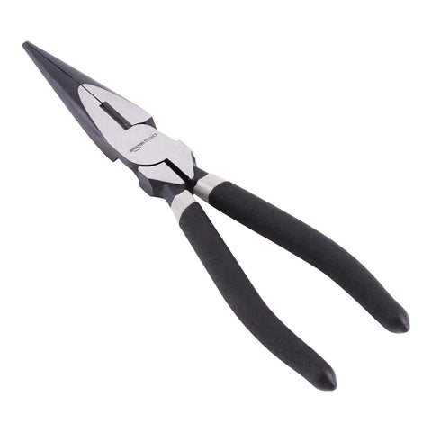 Long nose pliers from Five Piece Pliers Set With Durable Nylon Case Includes 8 Inch Diagonal Pliers 8 Inch Combination Pliers 8 Inch Long Nose Pliers 8 Inch Groove Joint Pliers And 8 Inch Slip Joint Pliers For Home DIY And Pro Use Black.