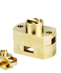 Up Your Z Axis Game With This Durable T8 X 8mm Oldham Coupling And Nut Set Perfect For Ender3 CR10 Voron And VzBoT 3D Printers That Deliver Smooth Reliable Performance During Long Intense Printing Sessions Without Worrying About Wear Or Slippage. gold aluminum T8 8mm Oldham coupling and nut set for 3D printer Z axis