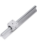 2 Pack 300mm Steel Linear Rail Guide With SBR16 Slide Block For CNC Machines, rail and block close-up