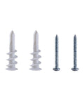 Self-Drilling Drywall Anchors And Screws Kit With Nylon Wall Plugs For Plasterboard, Yellow Zinc-Plated Carbon Steel, Rust-Resistant, No-Prep Install, Self-Tapping Screws For Secure Wall Mounts And Heavy Stuff. White plastic anchors and zinc screws shown.