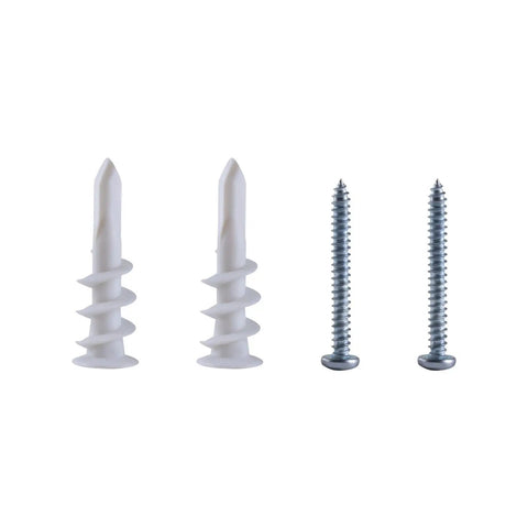 Self-Drilling Drywall Anchors And Screws Kit With Nylon Wall Plugs For Plasterboard, Yellow Zinc-Plated Carbon Steel, Rust-Resistant, No-Prep Install, Self-Tapping Screws For Secure Wall Mounts And Heavy Stuff. White plastic anchors and zinc screws shown.