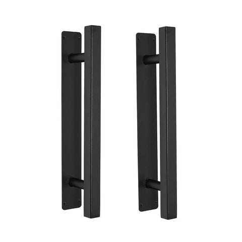 Heavy Duty 12 Inch Iron Square Pipe Sliding Door Handles Black Pack Of 2 For Garage Gates Fences Sheds Barn Doors Farmhouse Furniture