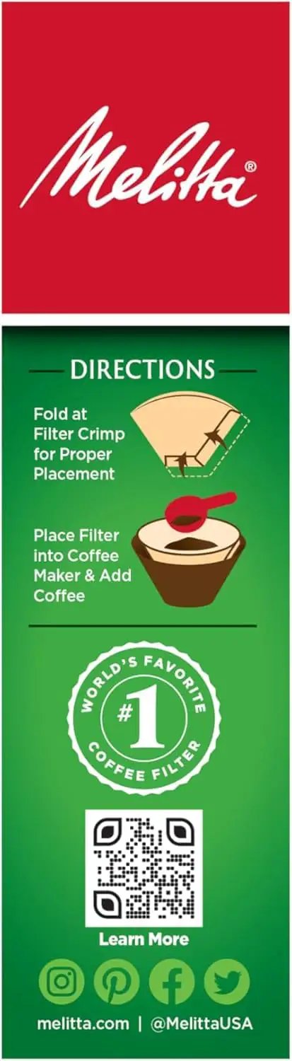Top Shelf Unbleached Coffee Filters Size Four fits eight to twelve cup brewers with usage directions illustrated.