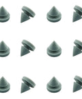 12 Pack Heavy Duty Rubber Door Silencers For Hinges And Outlets One Half Inch Diameter Quiet Close For Metal And Wood Doors Anti Collision Wear Resistant Non Slip, showing individual rubber pieces in a set of 12.