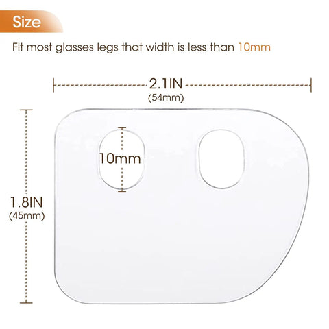 Diagram showing dimensions of 20 Pairs Clear Stretchy Side Shields For Glasses Slip On Specs Protection Fit Most Frames 20 Pack