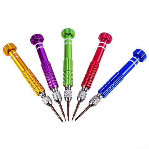 Cool 5-in-1 Chrome Vanadium Screwdriver Set Perfect For Phone Watch Repair With Torx T5 T6 Bits And Rugged Precision Hand Tool Kit That You Gotta Have! colorful metal precision screwdriver set with five bits