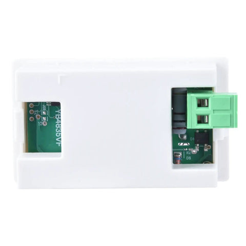 Back view of Zero Fuss Dual Led Ac Voltmeter And Ammeter Combo Reading 80 To 500 Volts Plus 45 To 65 Hertz Frequency Data For Car Boat House And DIY Setup Project White.