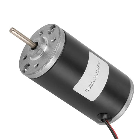 Badass Heavy Duty Dc Motor Featuring Pure Copper Windings And Rock Solid Torque Output Designed For Robotics And Industrial Automation Workloads Running Smooth At 24V And 3500 Rpm Non Stop, showing motor shaft and casing.