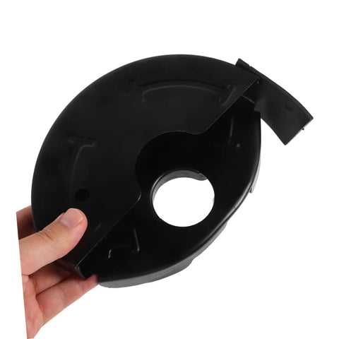 Hand holding black Enclosed Angle Grinder Protective Cover Guard With Easy Install, Heavy Duty Safety Shield For Cutting Machines