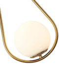 Gold Brass Modern Pendant Light For Kitchen Island With Glass Globe, close-up of brass frame and glass globe