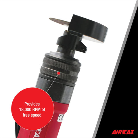 Pneumatic Cut Off Tool With Flex Head, 3 Inch, Beefy 0.5 HP, 18,000 RPM, Quiet Muffler Tech, 360 Degree Guard, Ergonomic Handle