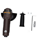 Pro Level Pneumatic Air Angle Grinder boasts a lightning fast 10000 RPM motor, 110mm cutting disc, tough composite housing, and accessories.