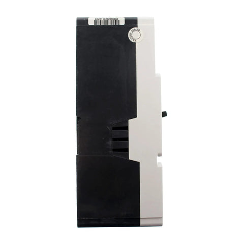 Top Notch 350 Amp 240 Volt Two Pole Bolt On Circuit Breaker in clean light gray housing, side view showcasing thermal magnetic design.