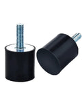 Badass Heavy Duty Rubber Shock Absorber Mounts With Male Threaded Ends For Air Compressors, showing black rubber mounts with metal threads.