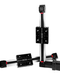 FPB30 Linear Guide Belt Drive Module For CNC With Nema 17 Stepper Motor 600mm stroke, aluminum profile, 800 mm/s, shown vertically and horizontally