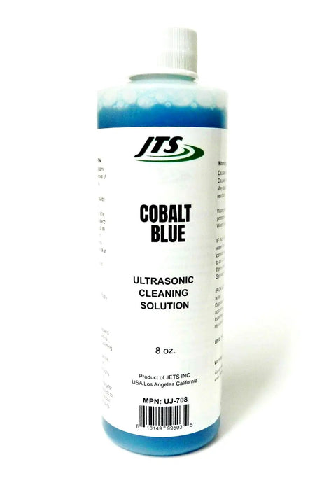 Heavy Duty Cobalt Blue Ultrasonic Cleaner Solution For Jewelry And Watch Parts High Concentrate Formula in 8 oz bottle.