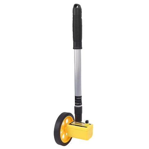 KIMISS Accurate Extendable Measuring Wheel for Construction, Lightweight with a yellow base and black rubber wheel.