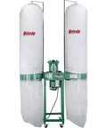 Shop Tough Five Horsepower Industrial Dust Collector Kicking Serious Dust With Giant Fifteen Inch Impeller And Four Quick Connect Ports.