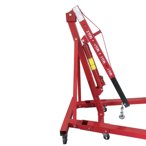 Close-up of 2 Ton Folding Engine Hoist And Heavy Duty Engine Crane Featuring Six Smooth Roll Swivel Wheels for hydraulic lifting.