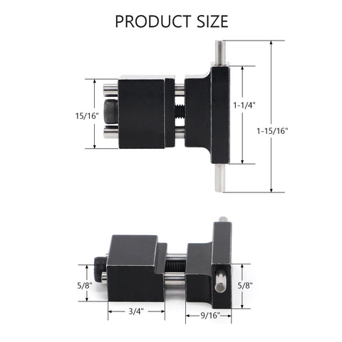 Alloy Steel Milling Vise Jaw Stop For CNC Machines, Quick Clamp Work Stop dimensions view with measurements in inches