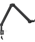 Black all-metal Wave Mic Arm Studio Boom Arm for Streaming and Podcasting with Cable Channels Desk Clamp Riser Extension