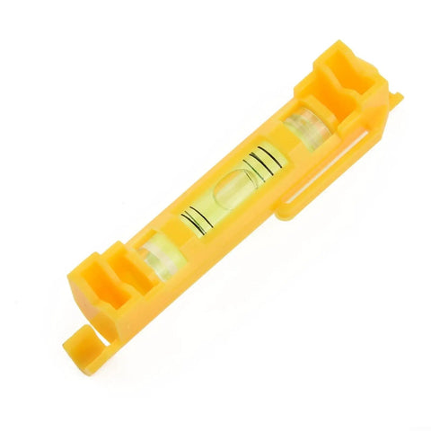 Hanging for spirit Level 2-Pack with Molded Hook, compact yellow spirit level with clear bubble for leveling tasks.