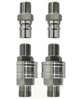 M16 M14 Quick Connect Adapter Kit For Mini Excavator Straight Through Unvalved Coupler Fits Thumb Tilt Bucket Tool Pro Setup, 4 metal fittings