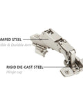 Clip On Lazy Susan Corner Hinge 165 Degree Concealed Self Closing Cabinet Hardware with face frame base plate showing materials