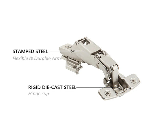 Clip On Lazy Susan Corner Hinge 165 Degree Concealed Self Closing Cabinet Hardware with face frame base plate showing materials