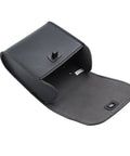 Lightweight Handlebar Bike Bag Pouch For Cyclists Water Resistant Tube Storage Bag with open flap, black PU material