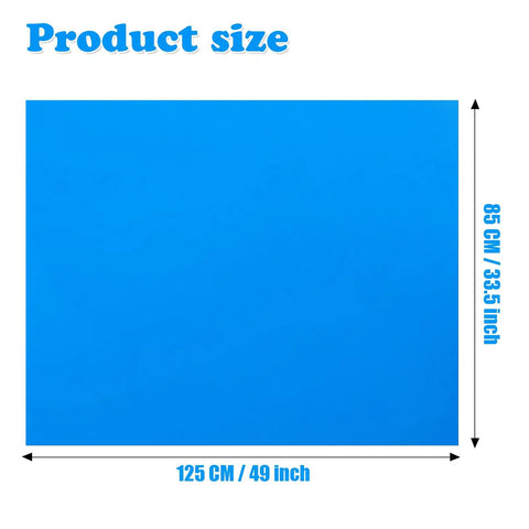Blue Rectangle Patch Vinyl Liner Repair Kit For Above Ground Pools 49 By 34 Inch shown with measurements.