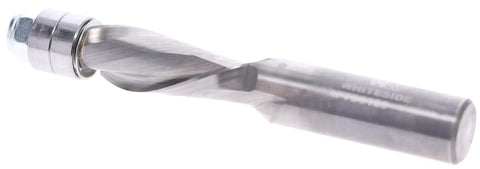 RFTD5125 1/2 Inch Spiral Flush Trim Router Bit With 1-1/4 Inch Cutting Length, pro grade carbide, shown at an angle.