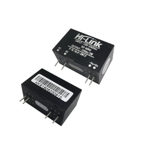 5 Pack Hlk 2M12 Ac To Dc Step Down Switching Power Supply Module, black power modules for consistent 12V output, ideal for DIY projects.