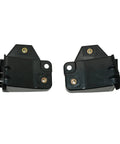 Solid Build Headlight Bracket Retainer Supports For Tesla Model S 2016 Through 2020 black plastic left right pair close-up view