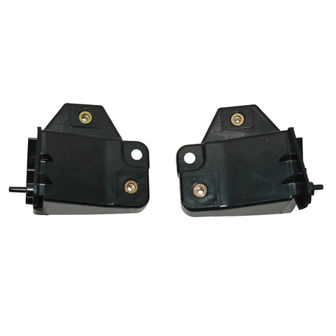 Solid Build Headlight Bracket Retainer Supports For Tesla Model S 2016 Through 2020 black plastic left right pair close-up view