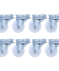 8 Pcs Inch PP Swivel Caster for Furniture and Office Chairs, durable metal base with white wheels, ideal for smooth mobility.